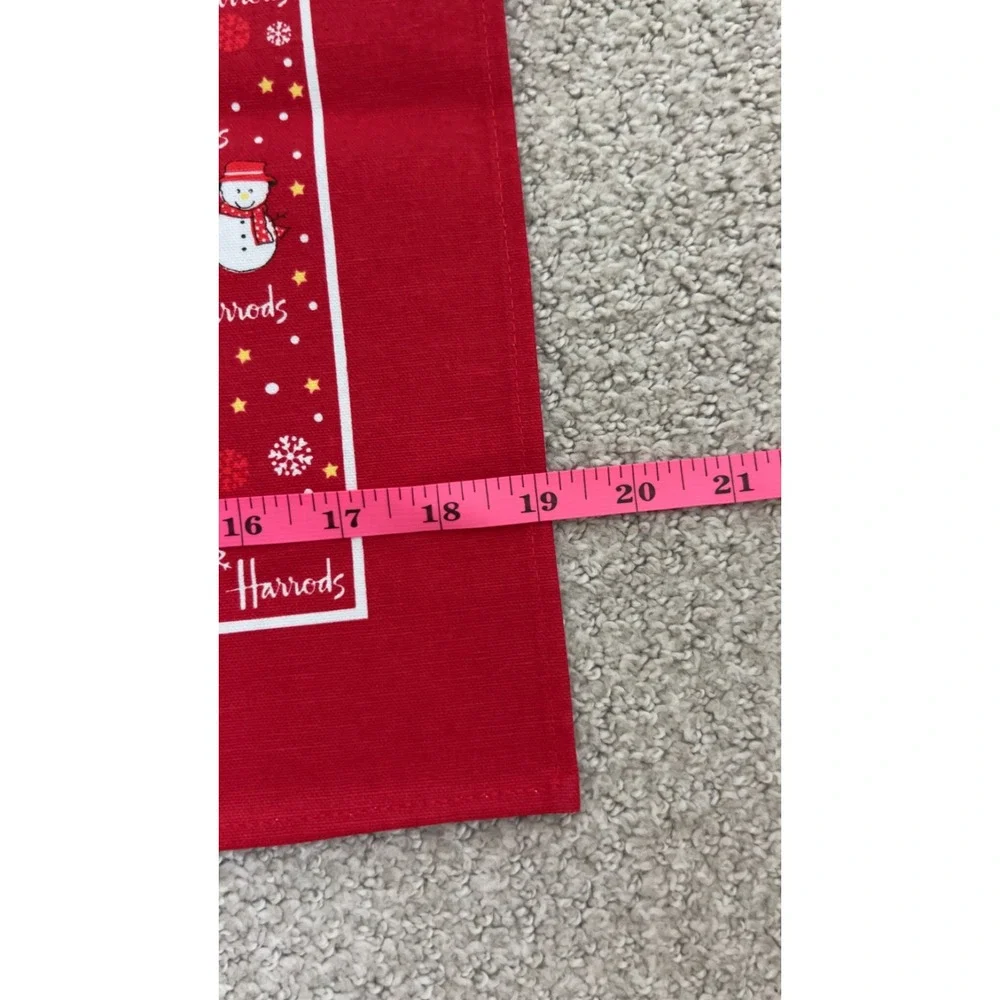 Harrods Tea‎ Towel OS Red Christmas Bear Snowman Snowflake Cotton Holiday Decor